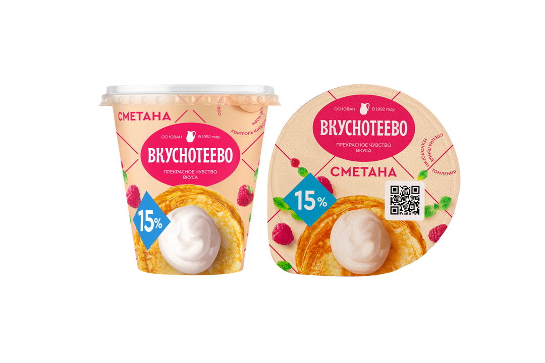 

Сметана Вкуснотеево 15% стакан 300 г