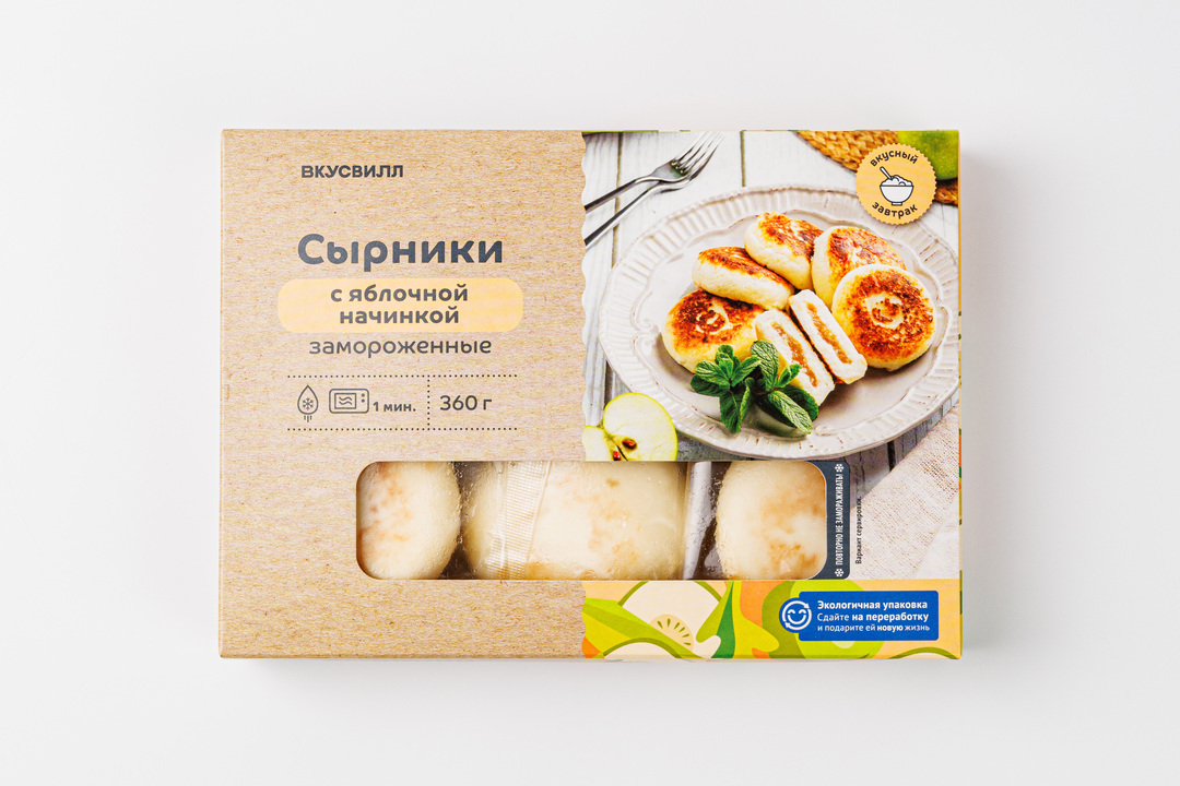 

Сырники ВкусВилл с яблочной начинкой замороженные 360 г
