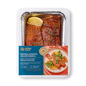 Лосось атлантический (семга) Азбука вкуса филе-кусок в соево-медовом маринаде для запекания Россия