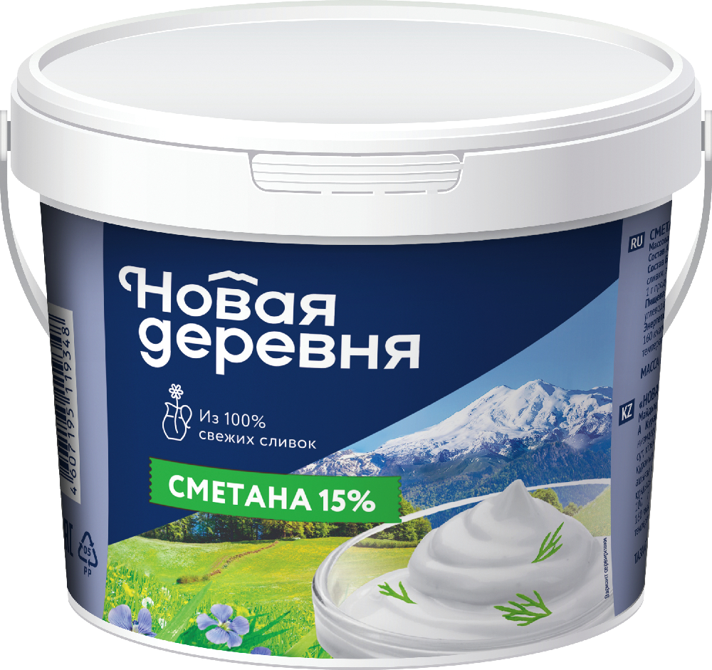 

Сметана Новая Деревня 15% без ЗМЖ, 700 г