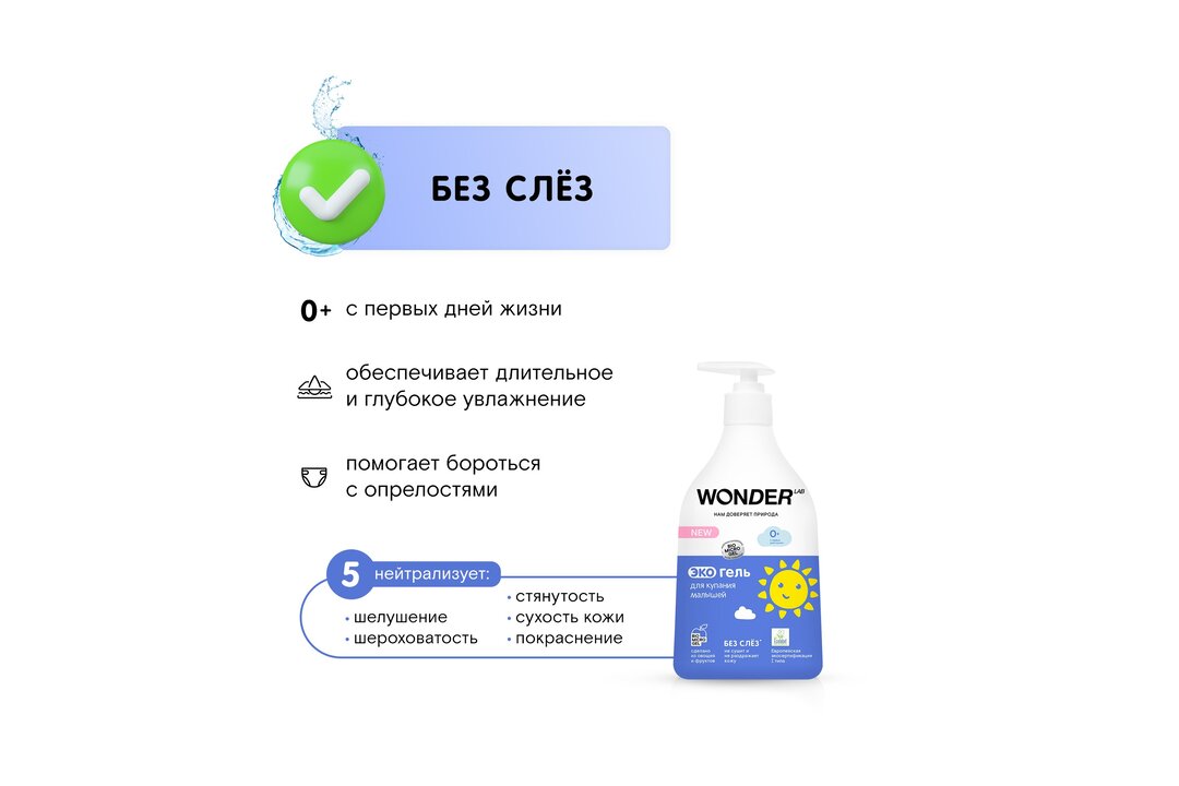 

Экогель для купания малышей Wonder Lab 540 мл