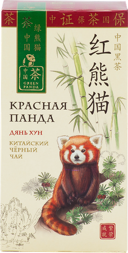 Чай черный Green Panda Красная панда Дянь Хун байховый китайский мелкий, 25 пакетиков х 2 г