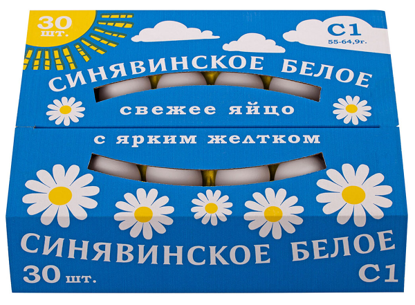 Яйцо куриное Птицефабрика Синявинская С1, 30 шт.