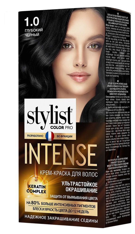 

Крем-краска для волос Stylist color pro Intense тон 1.0 Глубокий черный 118 мл