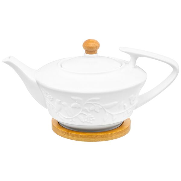 Чайник заварочный Птички на ветке, 600 мл, фарфор/дерево