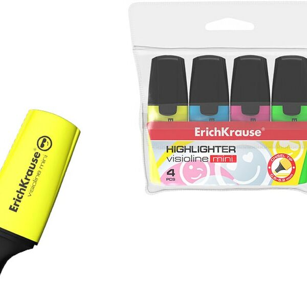 Набор текстмаркеров ErichKrause Visioline Mini Neon цветные 4шт