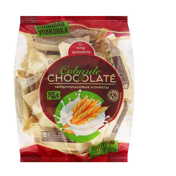 Конфеты Co barre de Chocolate мультизлаковые с белой глазурью 200 г