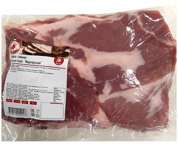 Шейка свиная АШАН Красная птица Фермерская бескостная охлажденная (1,6-2,4 кг), 1 упаковка 