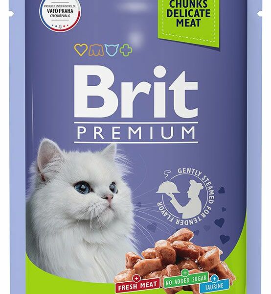 Корм влажный Brit Premium для взрослых кошек ягненок в желе