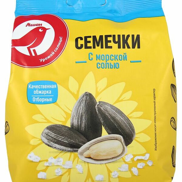 Семена подсолнечника АШАН Красная птица белые с морской солью