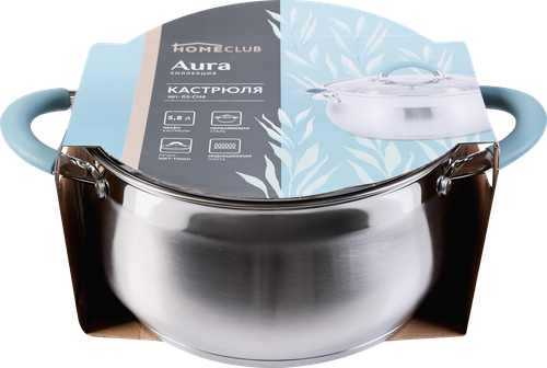 

Кастрюля HOMECLUB Aura, soft touch, нержавеющая сталь, 5.8л, Арт. GS-CH4