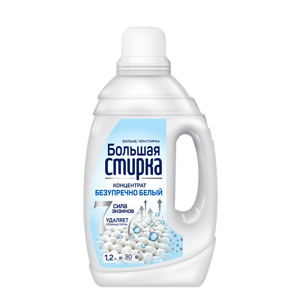 Гель для стирки концентрированный Большая стирка White, 1.2 л