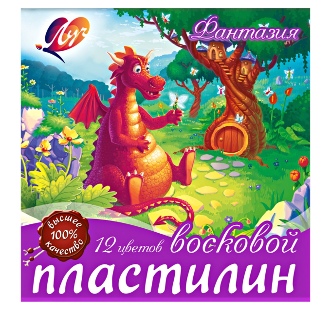 

Пластилин восковой ЛУЧ Фантазия, 12 цветов, дизайн упаковки в ассортименте, 1 шт