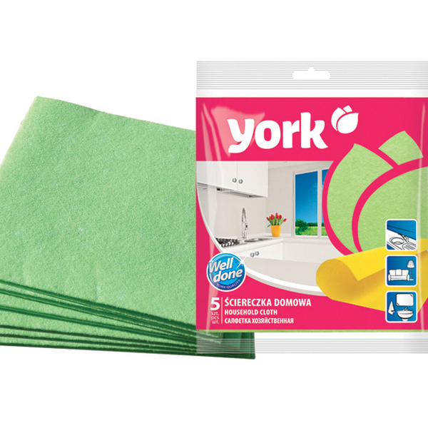 Салфетка York вискозная Домашняя 35x35 см 5 шт цвет в ассортименте