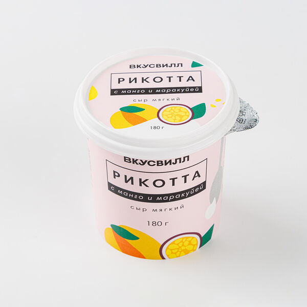 Сыр мягкий Вкусвилл Рикотта с манго и маракуйей, 180 г