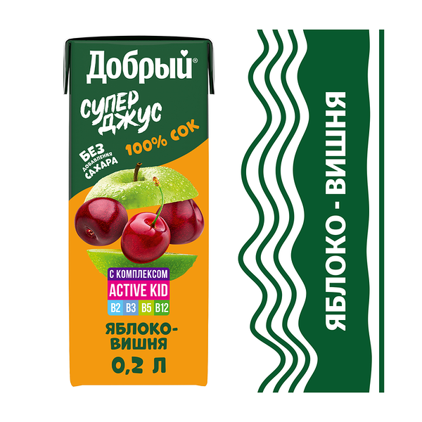 Сок Добрый Active kid яблоко-вишня 200 мл