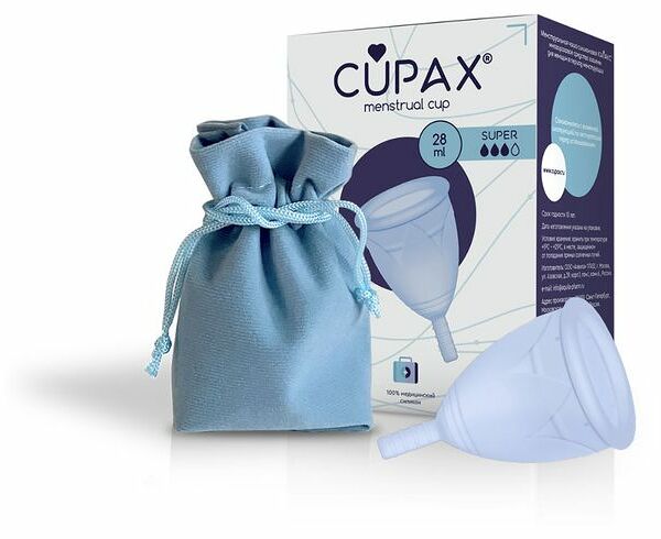 Чаша менструальная Cupax Super голубая 28 мл 