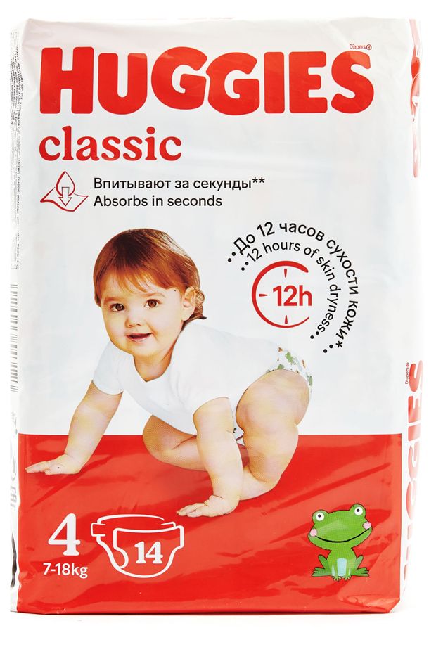 

Подгузники Huggies Classic размер 4 7-18 кг 14 шт