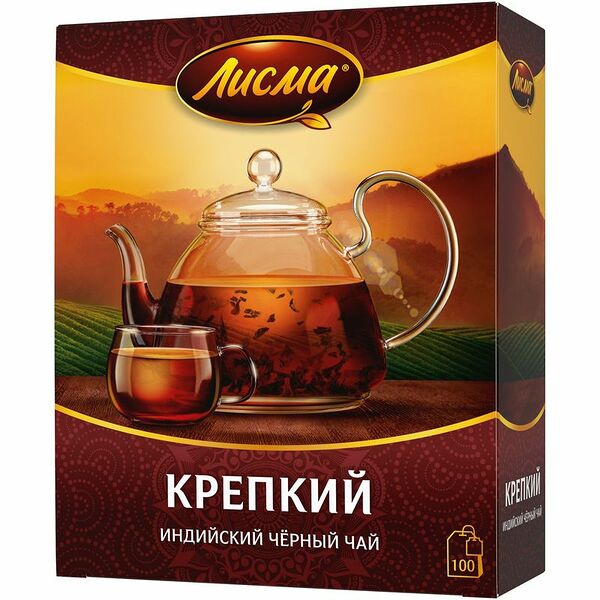Чай черный Лисма Крепкий индийский 100пак, 200г