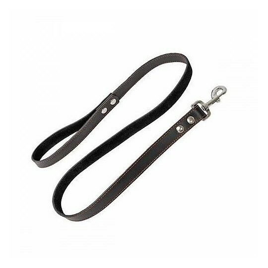 HOMEPET поводок кожаный 25ммх120см простой двойной простроченный (натур.кожа-2слоя)