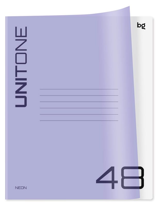 

Тетрадь BG UniTone. Neon 48 листов в клетку, пластиковая обложка, в ассортименте