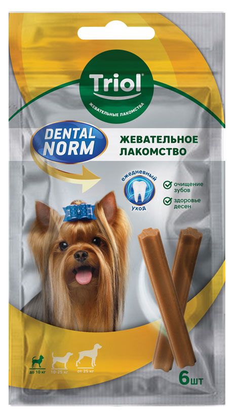 

Палочки жевательные для собак Triol Dental Norm для мелких пород 6 шт 90 г