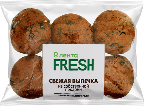 Пампушка ржаная Лента Fresh с чесноком и зеленью, весовая