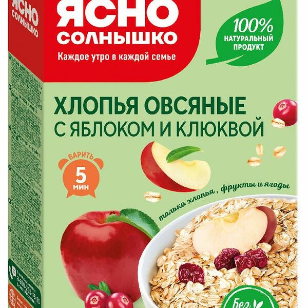 Хлопья овсяные Ясно солнышко с клюквой и яблоком 300г