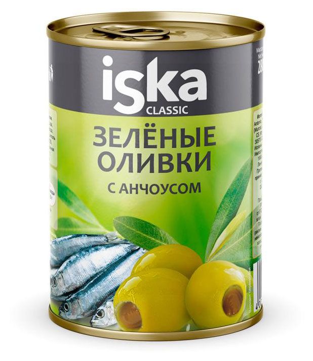 

Оливки зеленые Iska с анчоусом 300 мл