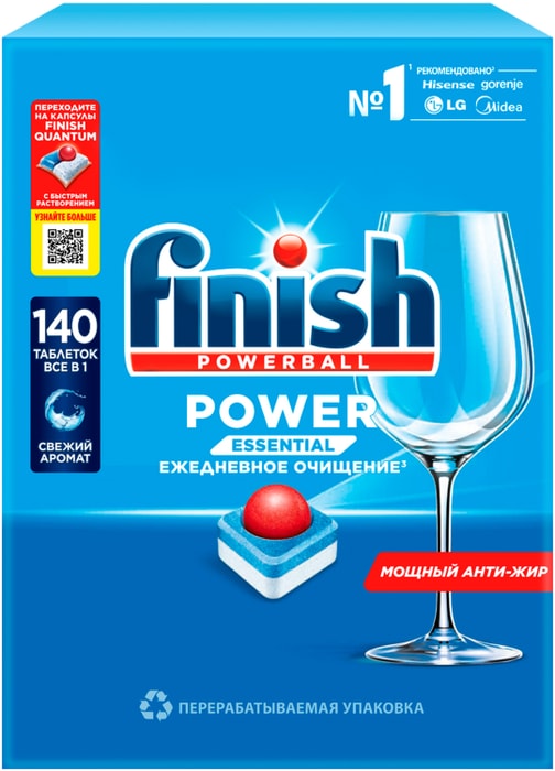 

Таблетки для посудомоечных машин Finish Power Essential 140 шт