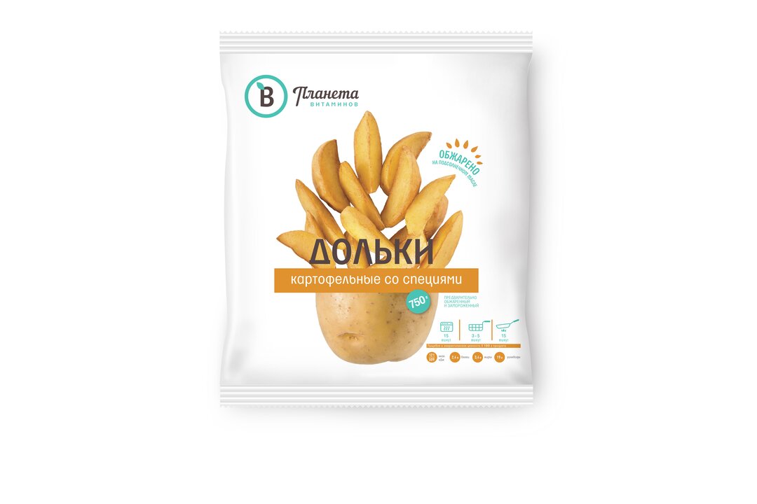 

Картофельные дольки Планета Витаминов со специями замороженные 750 г(Продукт замороженный)
