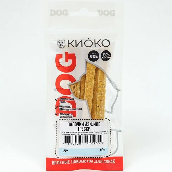 Корм для собак Киоко Палочки из филе трески 30 г