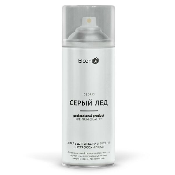 Эмаль для декора и мебели быстросохнущая Elcon, серый лед, 520 мл, аэрозоль