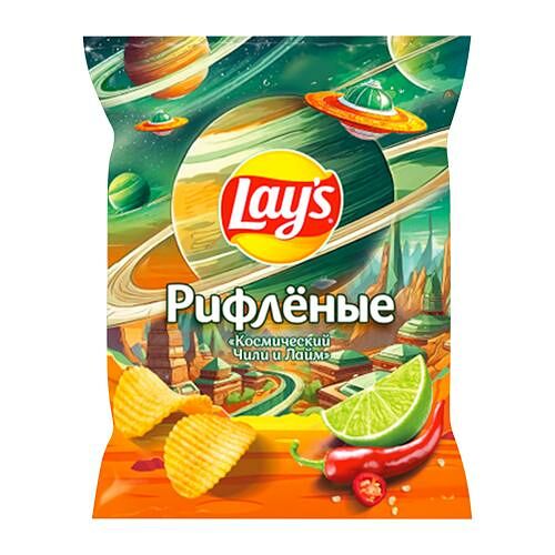 Чипсы Lay's картофельные рифленые со вкусом Чили и лайм 120 г
