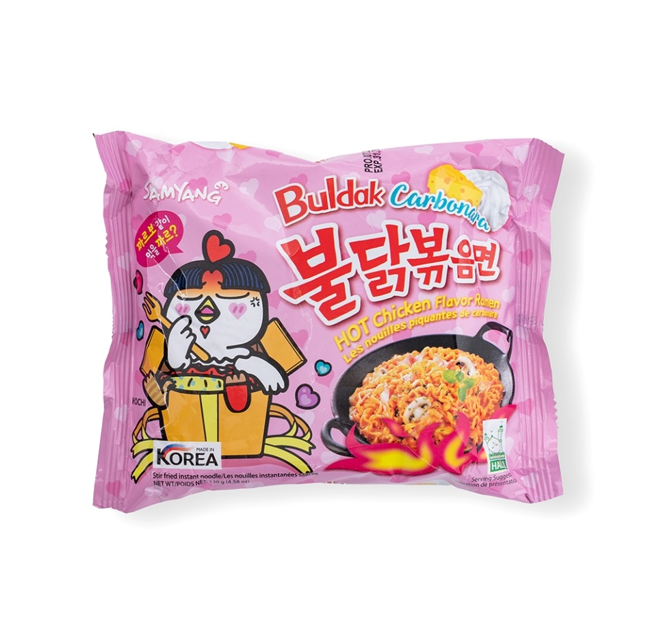 

Лапша быстрого приготовления Samyang курица и соус карбонара острая, 130 г