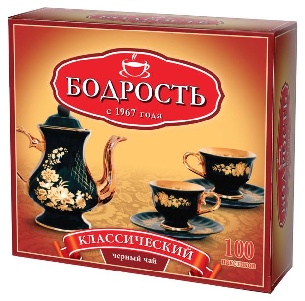 

Чай Бодрость Классический чёрный байховый в пакетиках 150 г