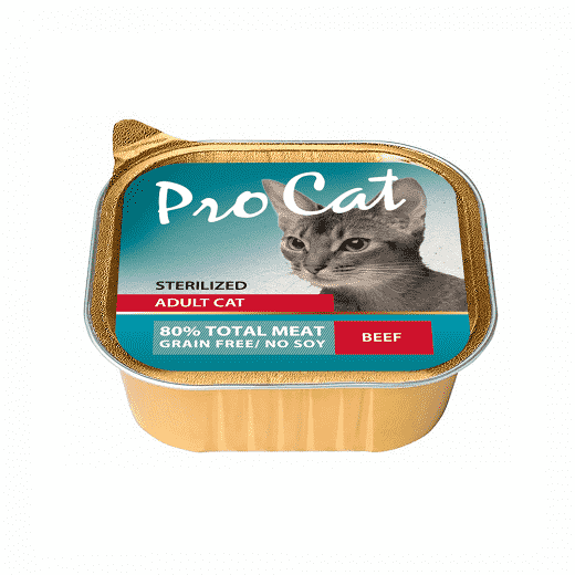 Корм для кошек Pro Cat для стерилизованных, паштет с говядиной ламистер