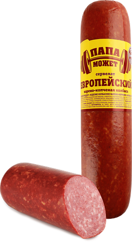 Колбаса варено-копченая Останкино Сервелат Европейский вес 