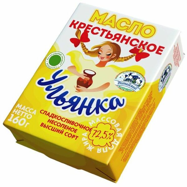 Масло сладкосливочное Ульянка Крестьянское несоленое 72.5% 160 г