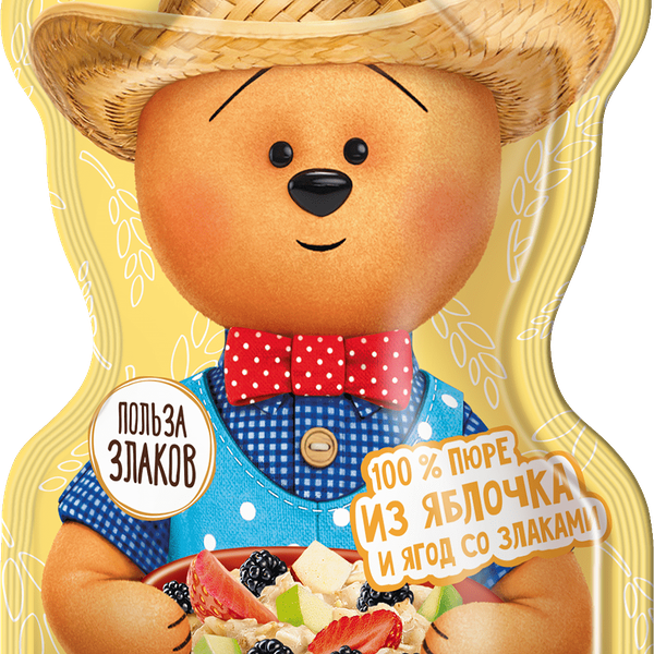 Пюре фруктовое Bambolina яблоко клубника ежевика злаки 130г пауч ДП