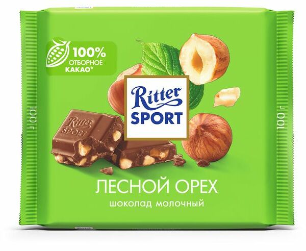 Шоколад Ritter Sport Молочный Лесной орех, 100 г