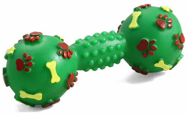 Игрушка для собак Triol Гантель с лапками и косточками виниловая, 5x14 см, в ассортименте