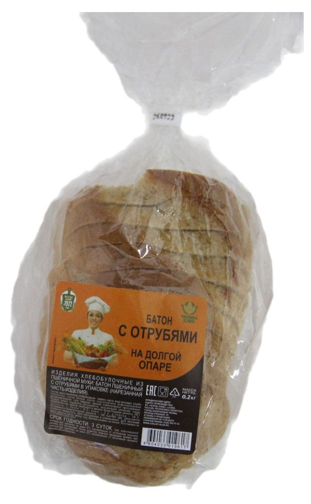 

Батон Челны-хлеб пшеничный с отрубями нарезка, 200 г