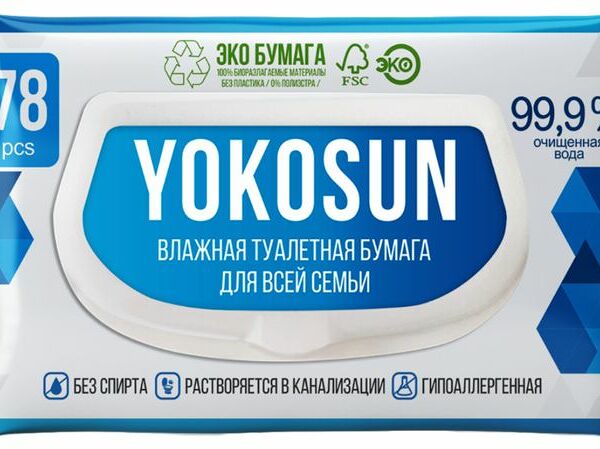 Туалетная бумага влажная YokoSun для взрослых 78 шт.