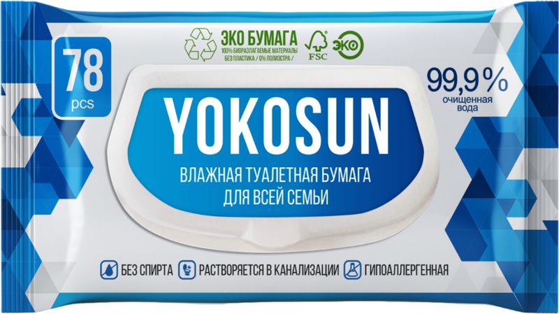 

Туалетная бумага влажная YokoSun для взрослых 78 шт.