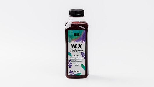 Морс из черной смородины с мятой и базиликом, 500 мл