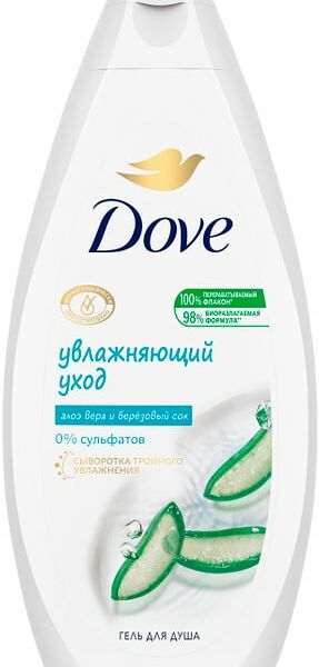Крем-гель для душа Dove Увлажняющий уход с алоэ вера и березовым соком бессульфатный 250мл