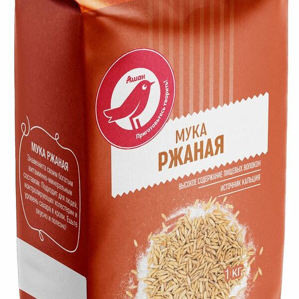 Мука АШАН Красная птица ржаная, 1 кг