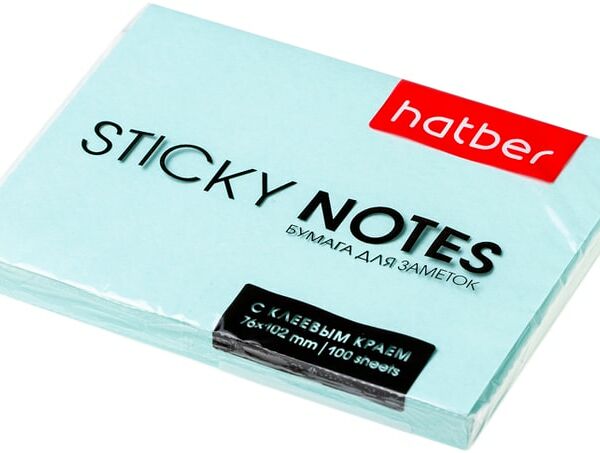 Бумага для заметок Hatber с клеевым краем пастель голубая 7.6*10.2см 100 листов