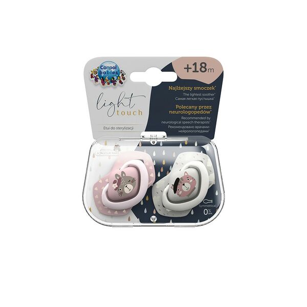 Пустышка силиконовая симметричная 2шт Bonjour Paris, 18мес+ Light touch 22/649_pin Canpol babies